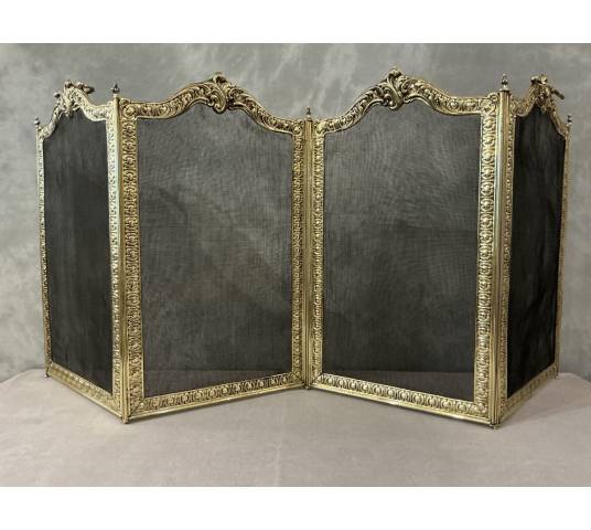 Antique brass fireplace screen from the 19th century