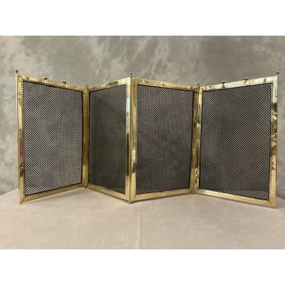 Antique brass fireplace screen from the 19th century