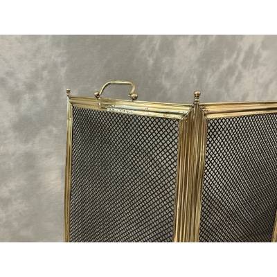 Antique brass fireplace screen from the 19th century