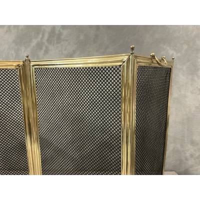 Antique brass fireplace screen from the 19th century