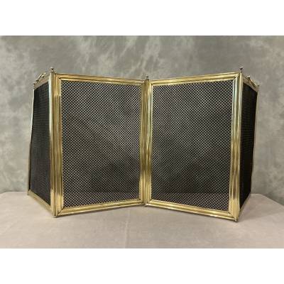 Antique brass fireplace screen from the 19th century