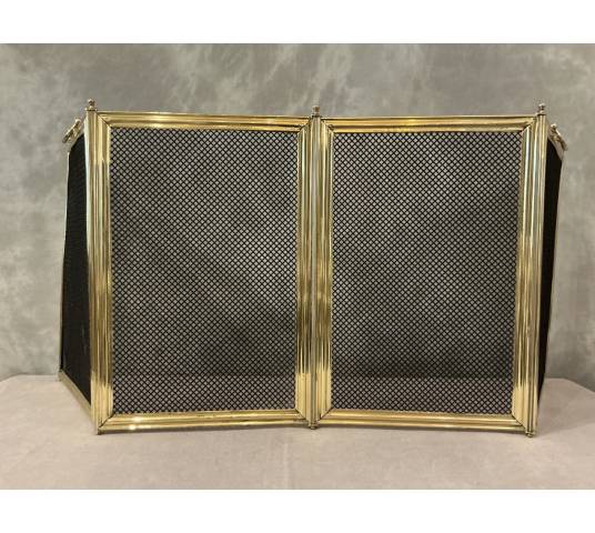 Antique brass fireplace screen from the 19th century