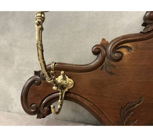 Coat rack, wooden hooks, bronze model from the late 19th century