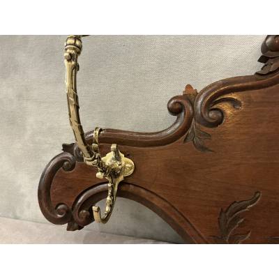 Coat rack, wooden hooks, bronze model from the late 19th century