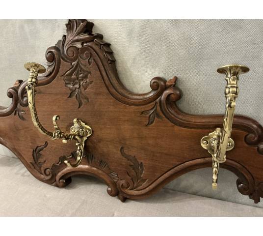 Coat rack, wooden hooks, bronze model from the late 19th century