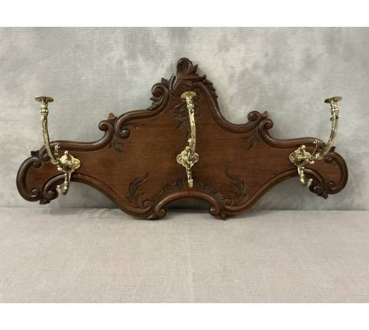 Coat rack, wooden hooks, bronze model from the late 19th century