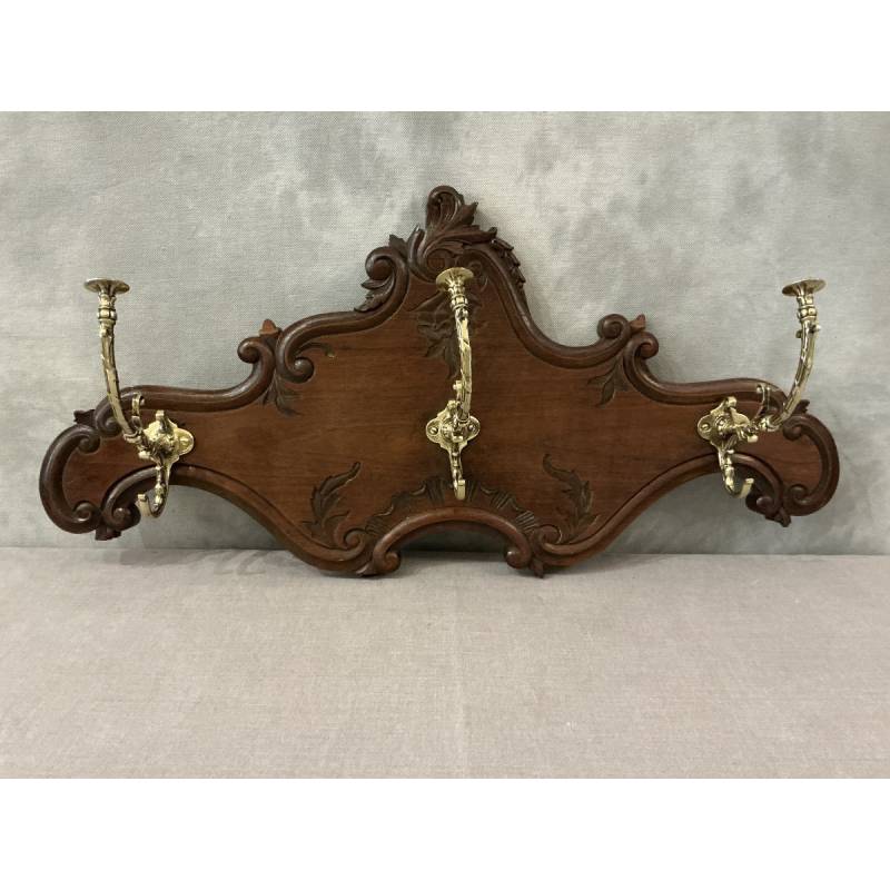 Coat rack, wooden hooks, bronze model from the late 19th century
