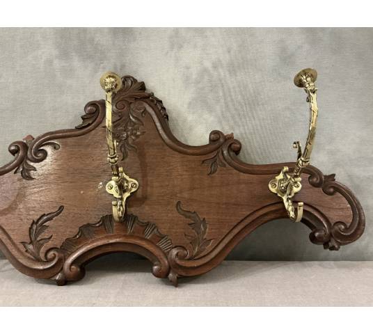 Coat rack, wooden hooks, bronze model from the late 19th century