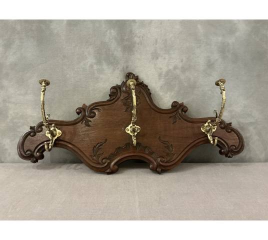 Coat rack, wooden hooks, bronze model from the late 19th century
