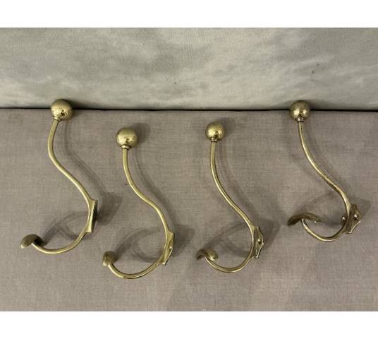 Set of 6 brass coat hooks/hooks from the 19th century