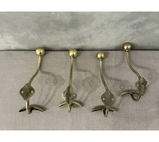Set of 6 brass coat hooks/hooks from the 19th century