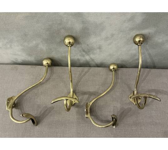 Set of 6 brass coat hooks/hooks from the 19th century