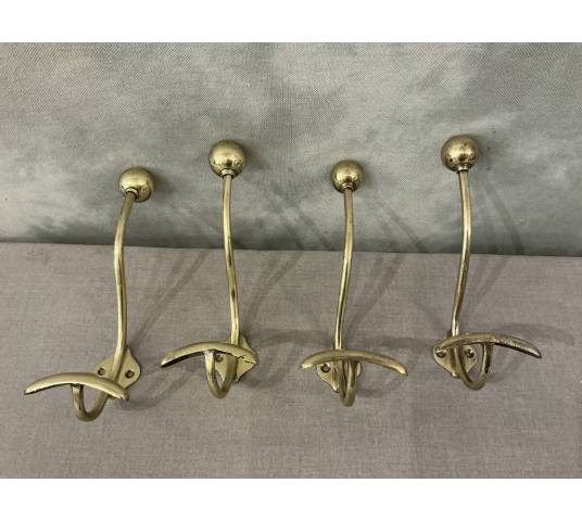 Set of 6 brass coat hooks/hooks from the 19th century