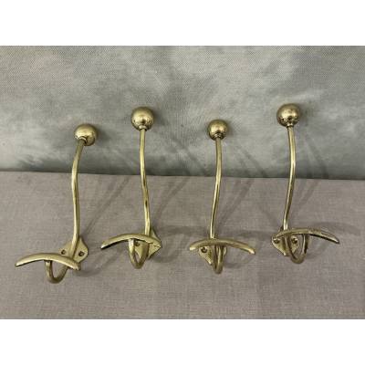 Set of 6 brass coat hooks/hooks from the 19th century