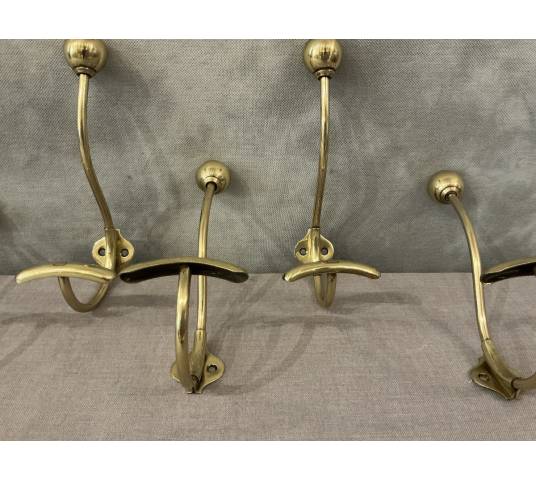 Set of 6 brass coat hooks/hooks from the 19th century