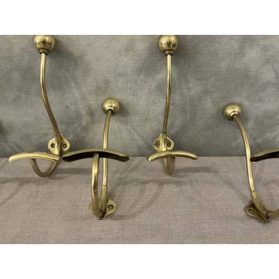 Set of 6 brass coat hooks/hooks from the 19th century