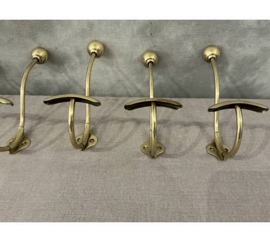 Set of 6 brass coat hooks/hooks from the 19th century