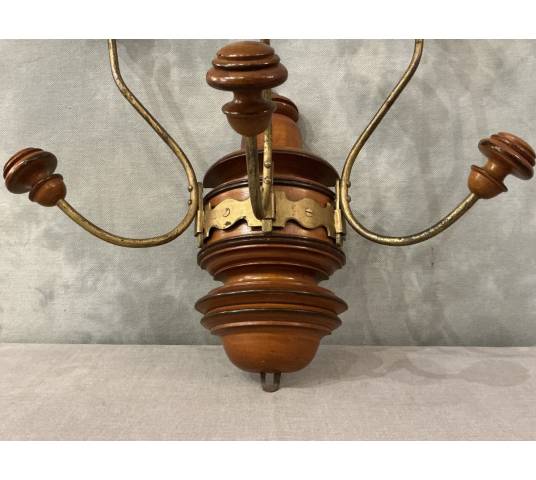Coat rack, wooden and gilded iron hooks circa 1900