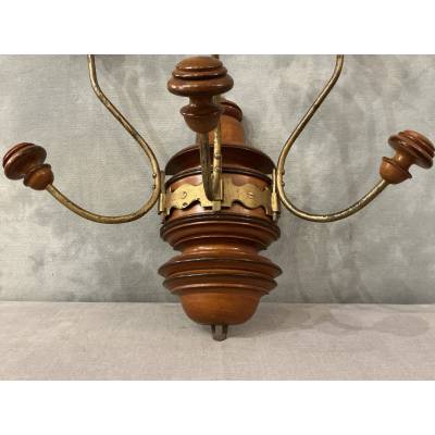 Coat rack, wooden and gilded iron hooks circa 1900