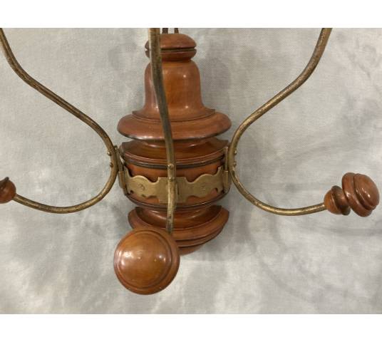 Coat rack, wooden and gilded iron hooks circa 1900
