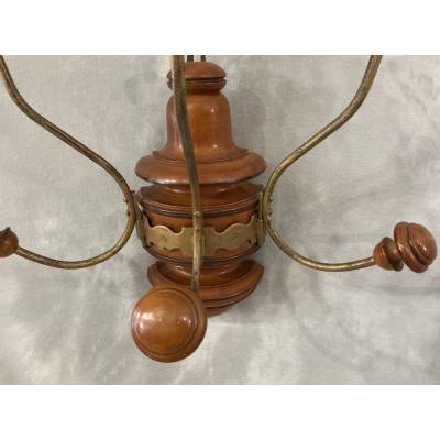 Coat rack, wooden and gilded iron hooks circa 1900