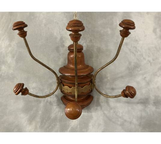 Coat rack, wooden and gilded iron hooks circa 1900