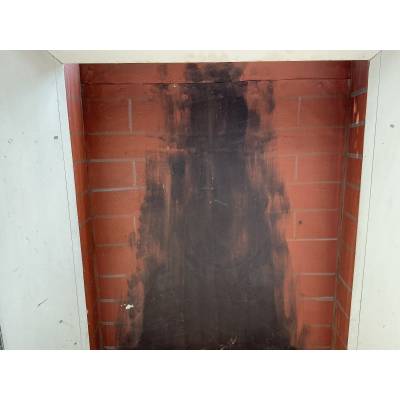 Decorative fireplace in painted wood, faux marble style, dating from the late 19th century