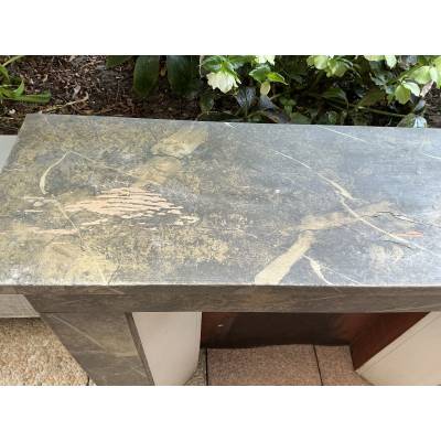 Decorative fireplace in painted wood, faux marble style, dating from the late 19th century