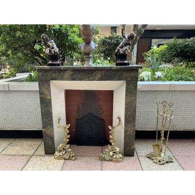 Decorative fireplace in painted wood, faux marble style, dating from the late 19th century