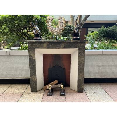 Decorative fireplace in painted wood, faux marble style, dating from the late 19th century