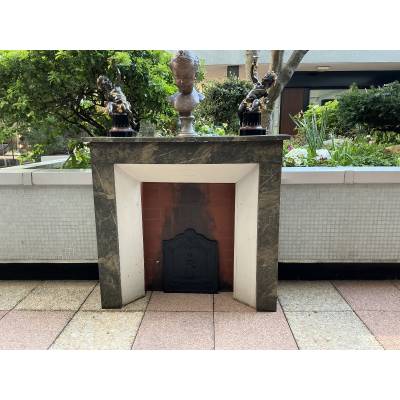 Decorative fireplace in painted wood, faux marble style, dating from the late 19th century