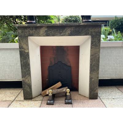 Decorative fireplace in painted wood, faux marble style, dating from the late 19th century