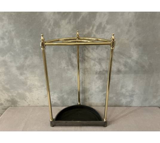 Porte parapluies ancien en demi-cercle en laiton d'époque fin 19 ème