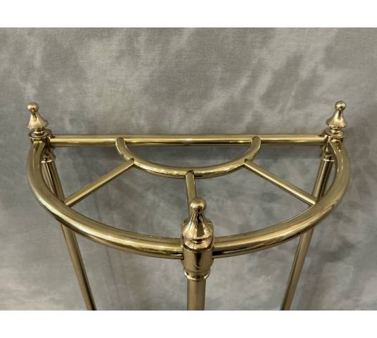 Porte parapluies ancien en demi-cercle en laiton d'époque fin 19 ème