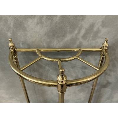 Porte parapluies ancien en demi-cercle en laiton d'époque fin 19 ème