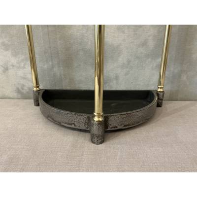 Porte parapluies ancien en demi-cercle en laiton d'époque fin 19 ème