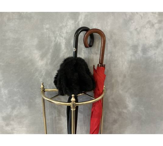 Porte parapluies ancien en demi-cercle en laiton d'époque fin 19 ème