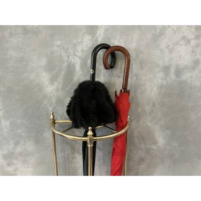 Porte parapluies ancien en demi-cercle en laiton d'époque fin 19 ème