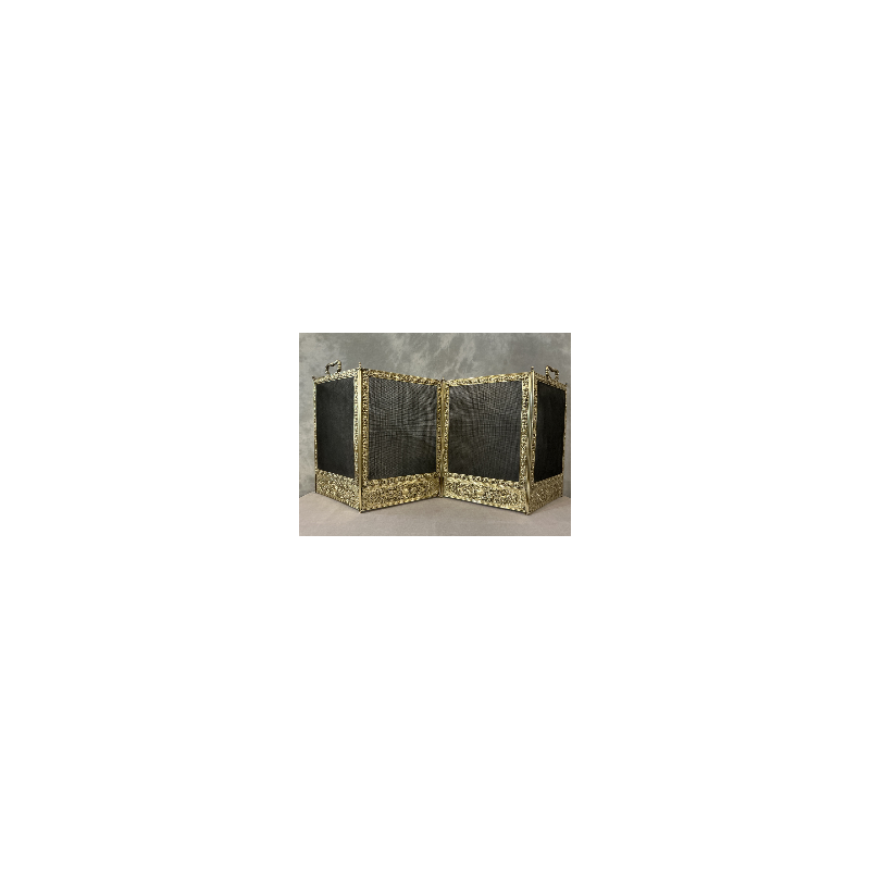 Antique pressed brass fireplace screen from the 19th century