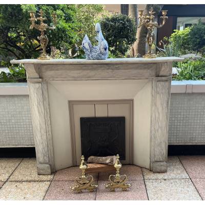Decorative painted wooden fireplace from the late 19th century