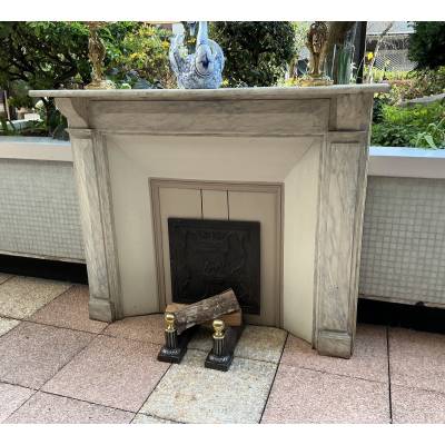 Cheminée décorative en bois peint d'époque fin 19 ème