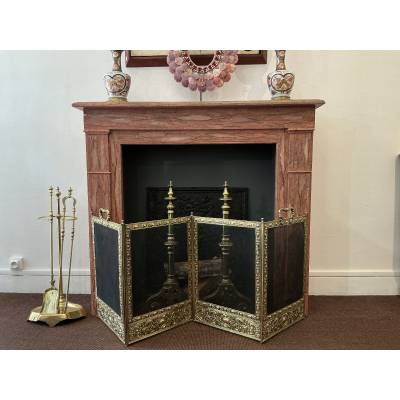 Cheminée décorative en bois peint d'époque fin 19 ème