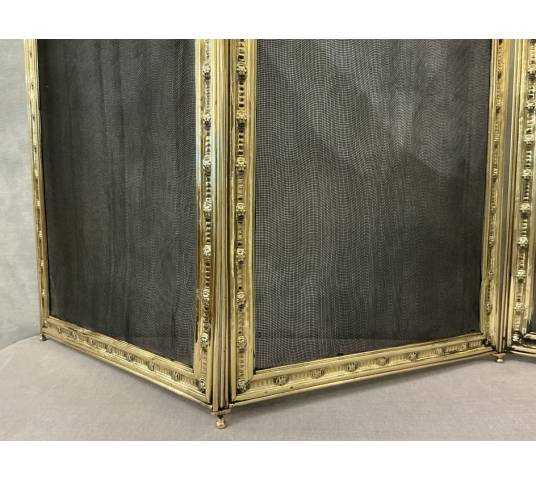 Antique 19th century brass fireplace screen