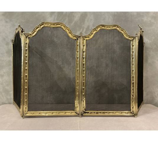 Antique 19th century brass fireplace screen