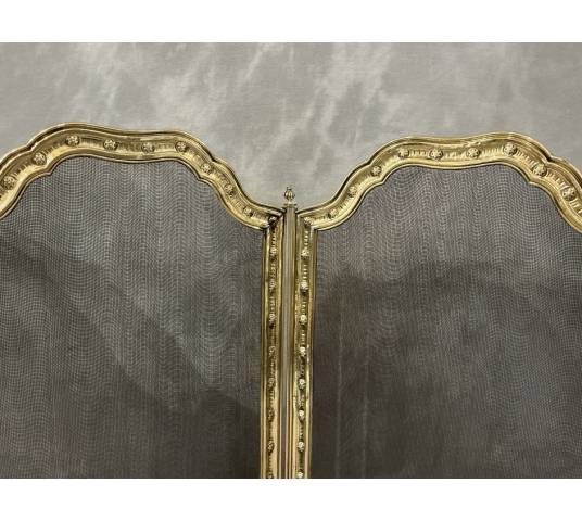 Antique 19th century brass fireplace screen