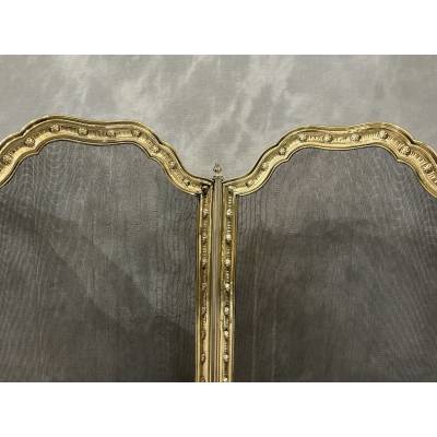 Antique 19th century brass fireplace screen