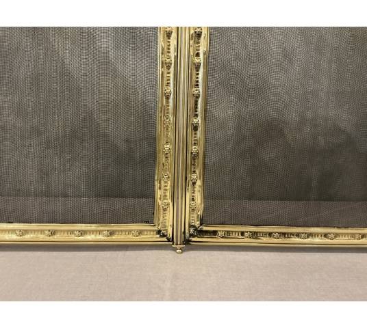 Antique 19th century brass fireplace screen