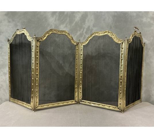 Antique 19th century brass fireplace screen