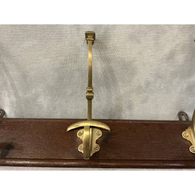 Antique brass coat racks and hooks from the 19th century