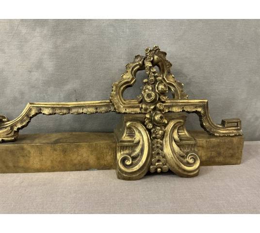 Barre de foyer en bronze et laiton d'époque 19 ème